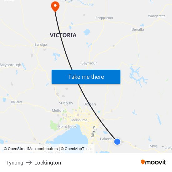 Tynong to Lockington map