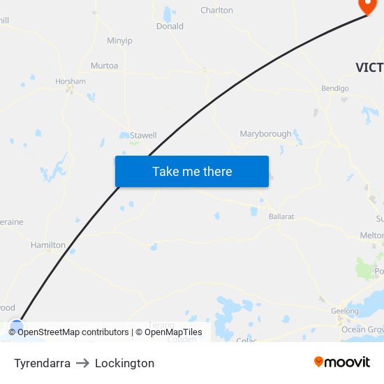 Tyrendarra to Lockington map