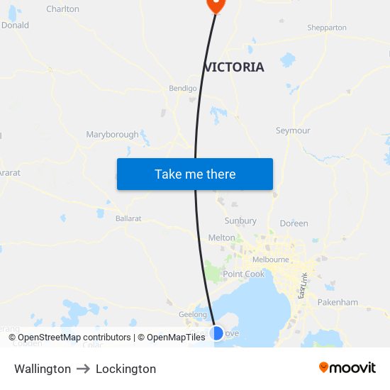 Wallington to Lockington map