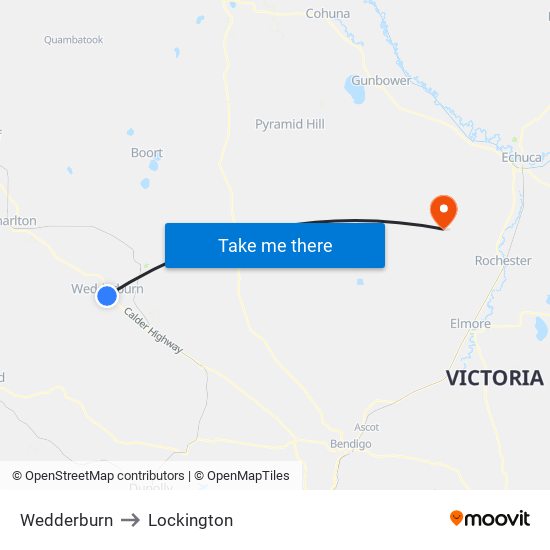 Wedderburn to Lockington map