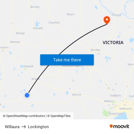 Willaura to Lockington map