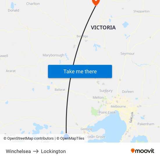 Winchelsea to Lockington map