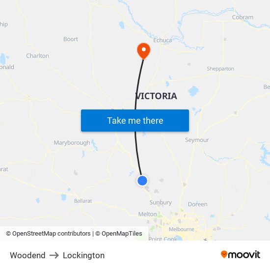 Woodend to Lockington map