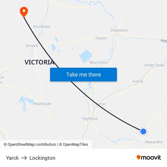 Yarck to Lockington map