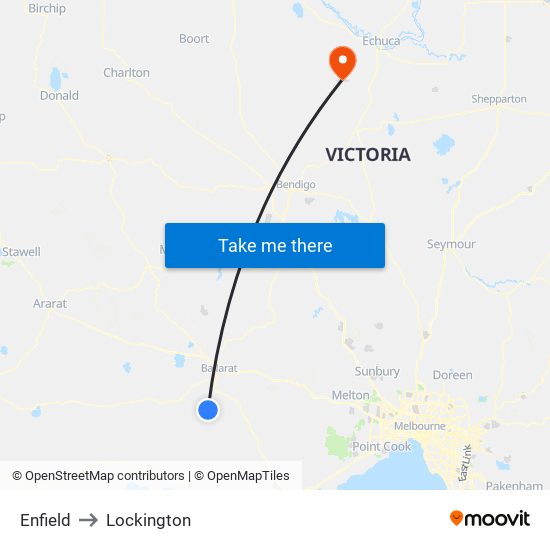 Enfield to Lockington map