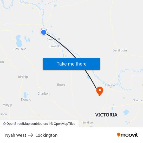 Nyah West to Lockington map