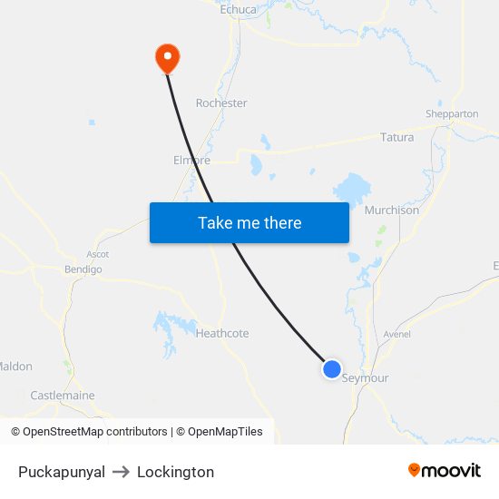 Puckapunyal to Lockington map