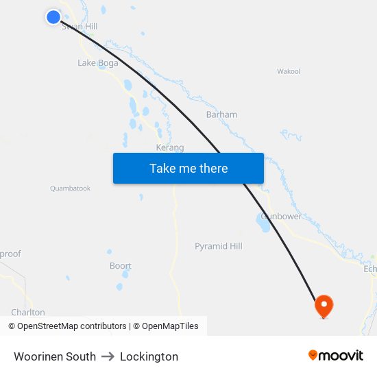 Woorinen South to Lockington map