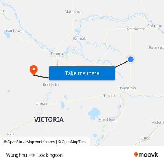 Wunghnu to Lockington map