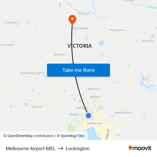 Melbourne Airport MEL to Lockington map