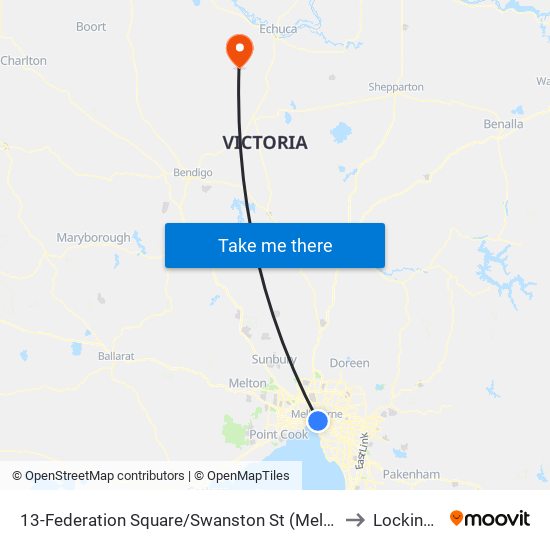 13-Federation Square/Swanston St (Melbourne City) to Lockington map