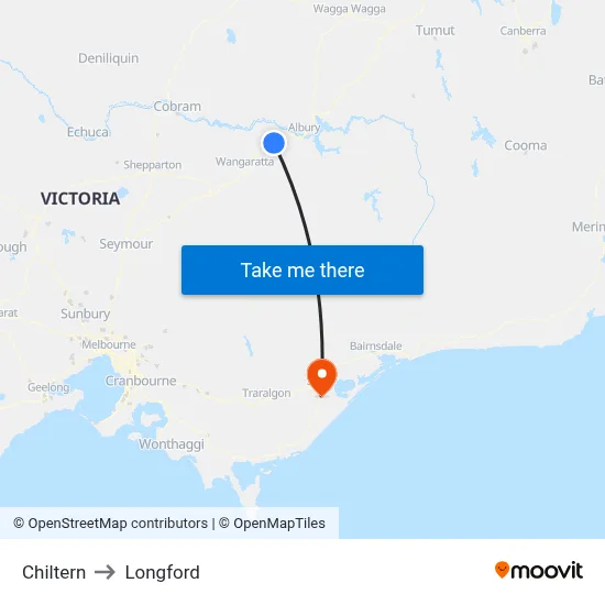Chiltern to Longford map
