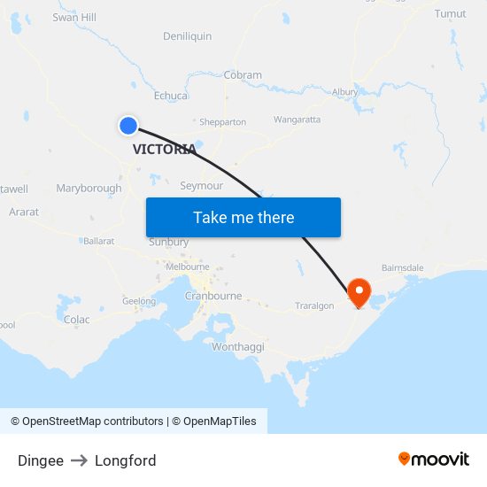 Dingee to Longford map