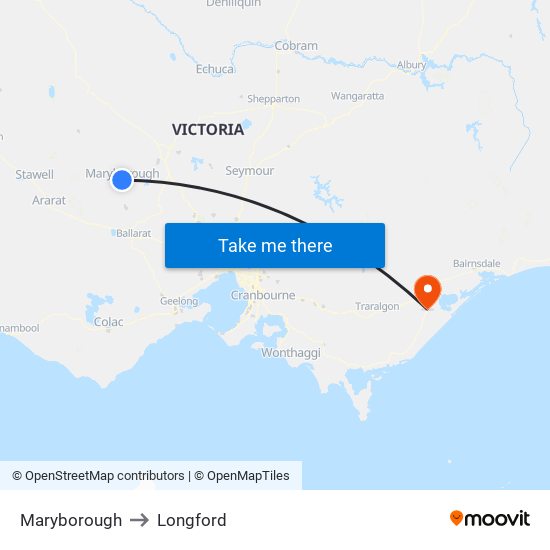 Maryborough to Longford map