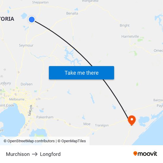 Murchison to Longford map