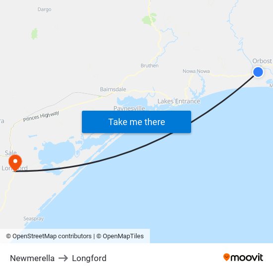 Newmerella to Longford map