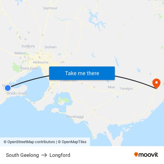 South Geelong to Longford map