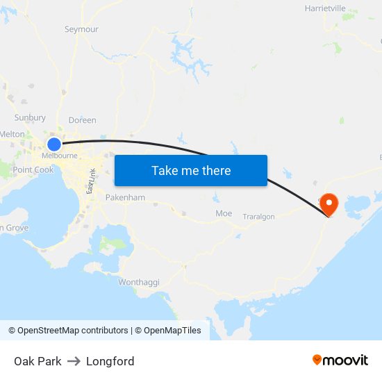 Oak Park to Longford map