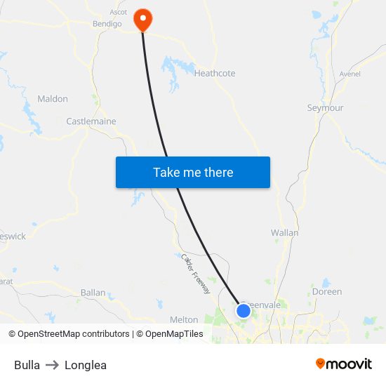 Bulla to Longlea map