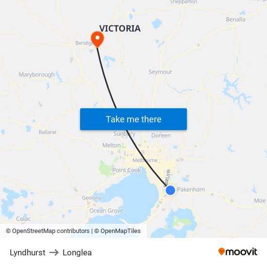 Lyndhurst to Longlea map