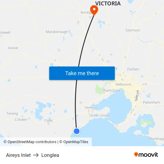 Aireys Inlet to Longlea map