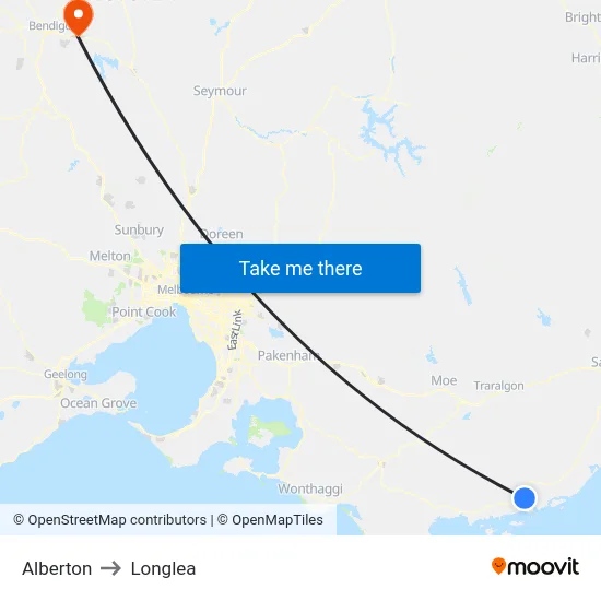 Alberton to Longlea map