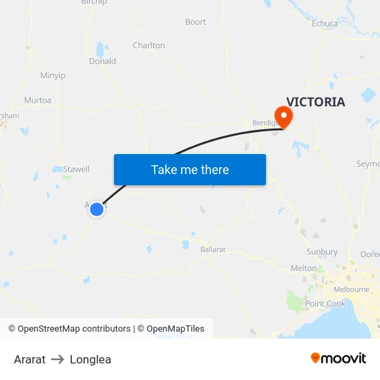 Ararat to Longlea map