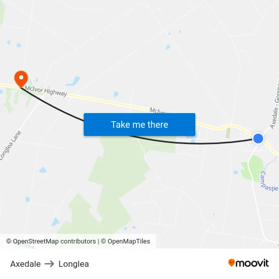 Axedale to Longlea map