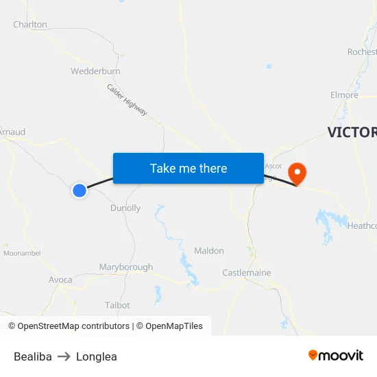 Bealiba to Longlea map