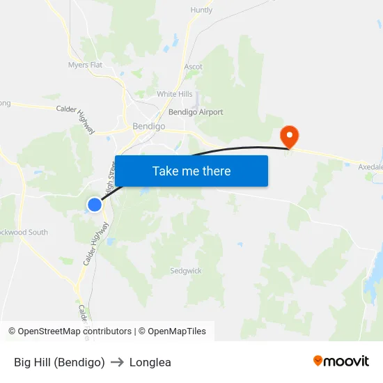 Big Hill (Bendigo) to Longlea map