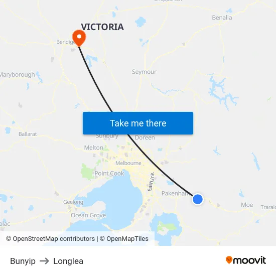Bunyip to Longlea map