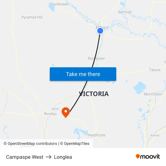 Campaspe West to Longlea map