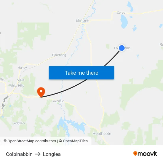 Colbinabbin to Longlea map