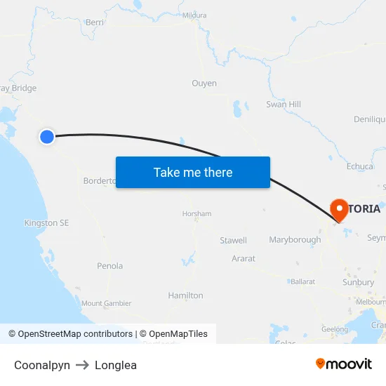 Coonalpyn to Longlea map