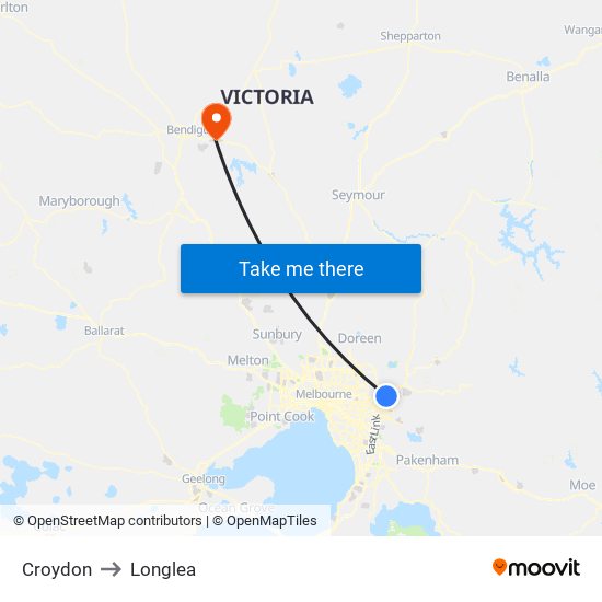 Croydon to Longlea map