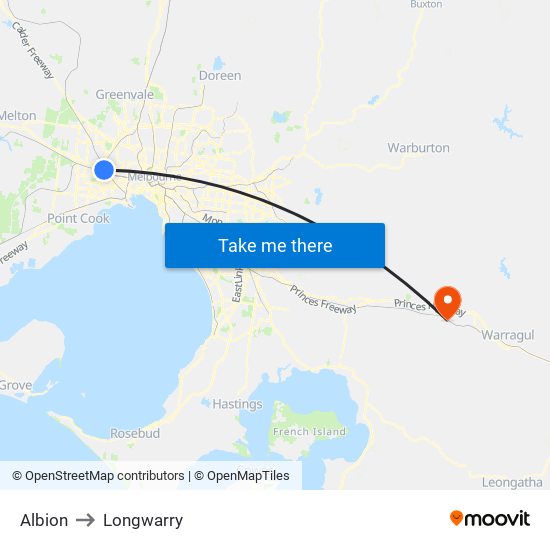 Albion to Longwarry map