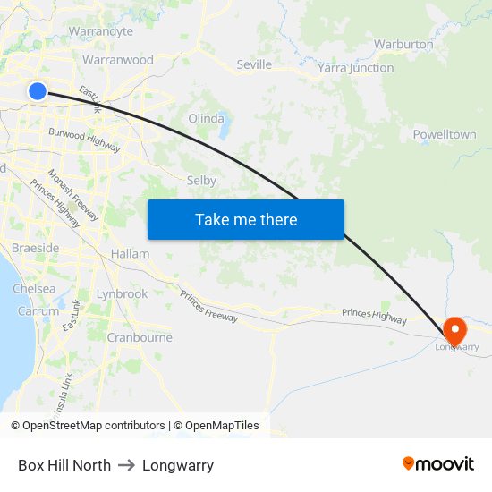 Box Hill North to Longwarry map