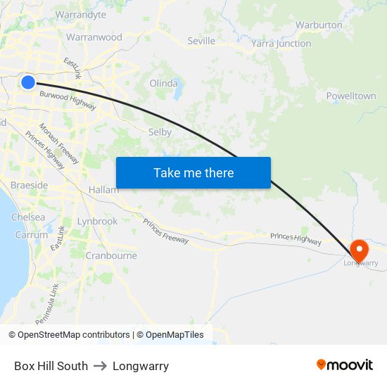 Box Hill South to Longwarry map