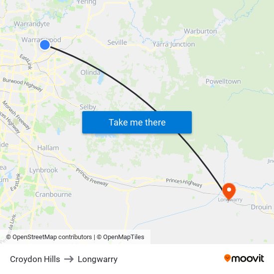 Croydon Hills to Longwarry map