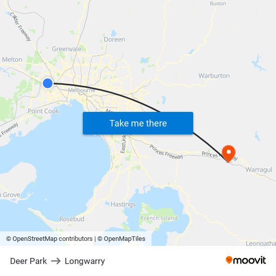 Deer Park to Longwarry map