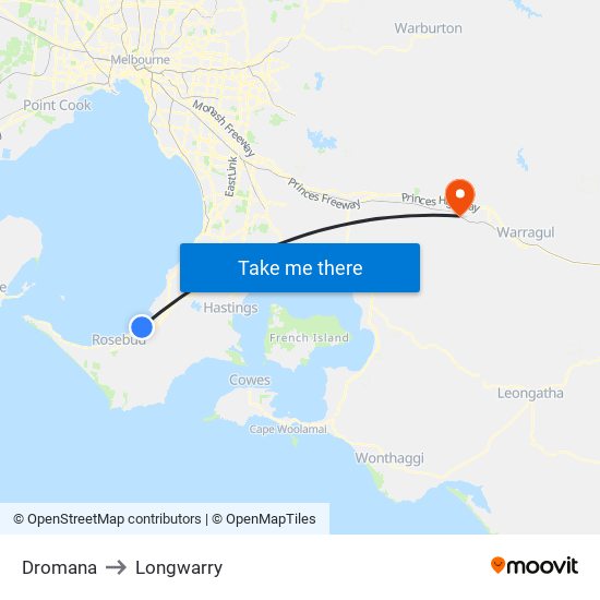 Dromana to Longwarry map