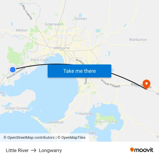 Little River to Longwarry map