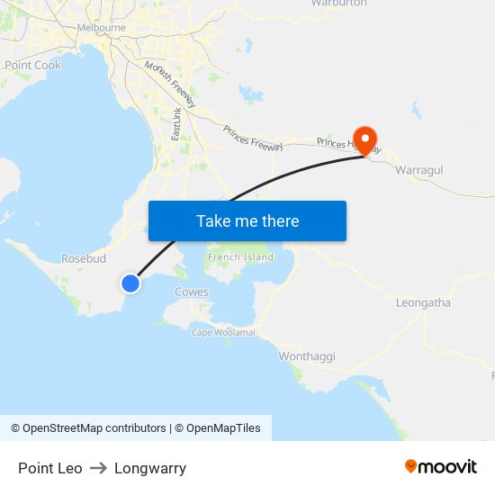 Point Leo to Longwarry map