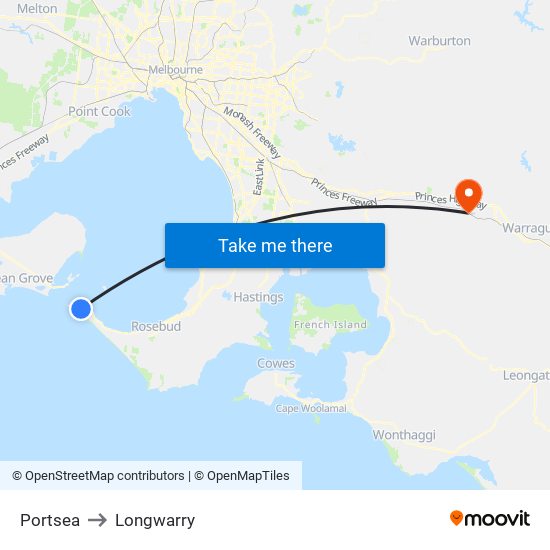 Portsea to Longwarry map