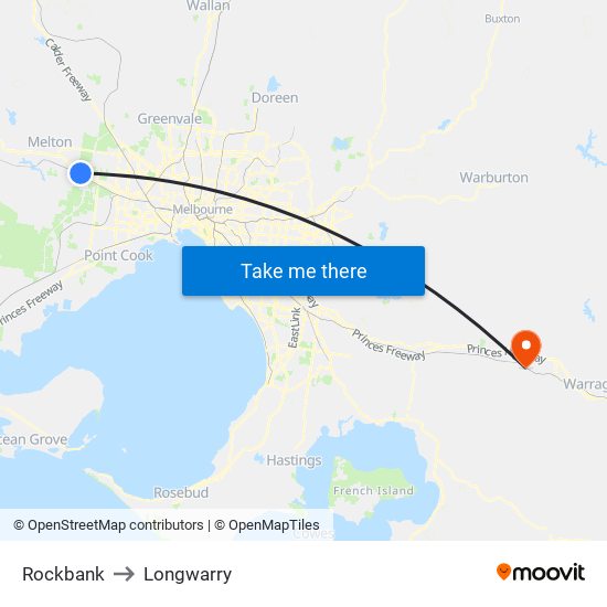 Rockbank to Longwarry map