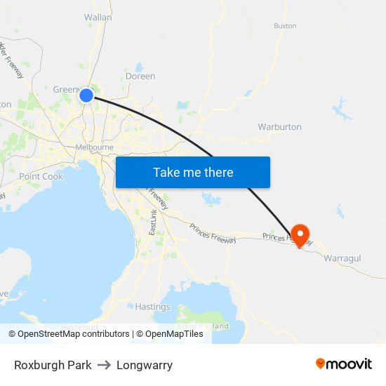 Roxburgh Park to Longwarry map