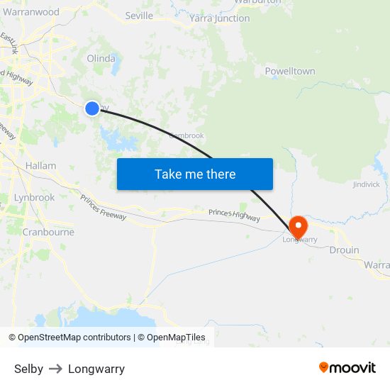 Selby to Longwarry map