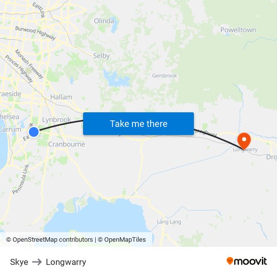 Skye to Longwarry map