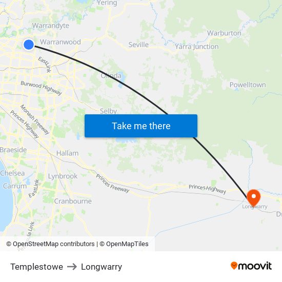 Templestowe to Longwarry map