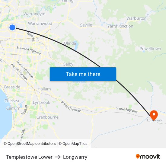 Templestowe Lower to Longwarry map